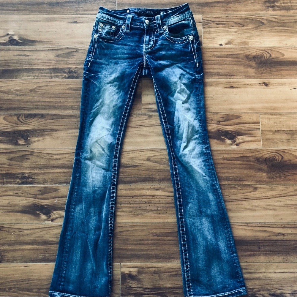 Miss Me Jeans boot cut dark wash sequins & studs